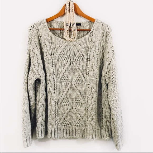 ZARA Chunky Knit Pullover Sweater Oatmeal Wool/Alpaca - Picture 1 of 6